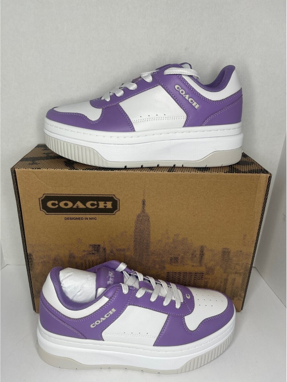 Coach Platform Sneaker – Iris / Optic White – Style CU155 – New with box